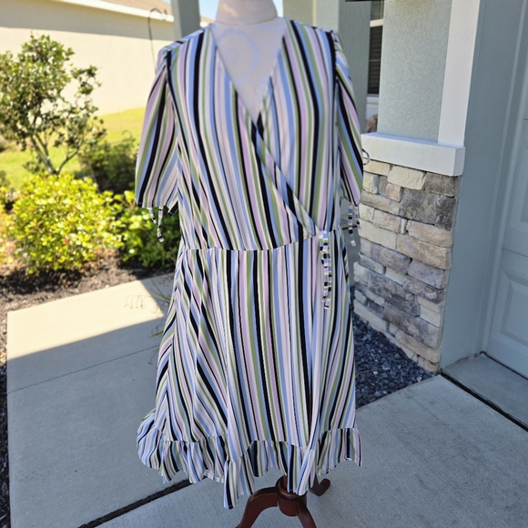 Torrid Stripe A-line Midi Wrap Dress, Size 3X - Picture 5 of 13